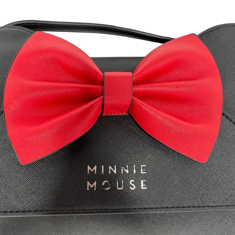Disney Loungefly Black Leather Minnie Mouse With Bow And Ears Crossbody Bag - Picture 9 of 12